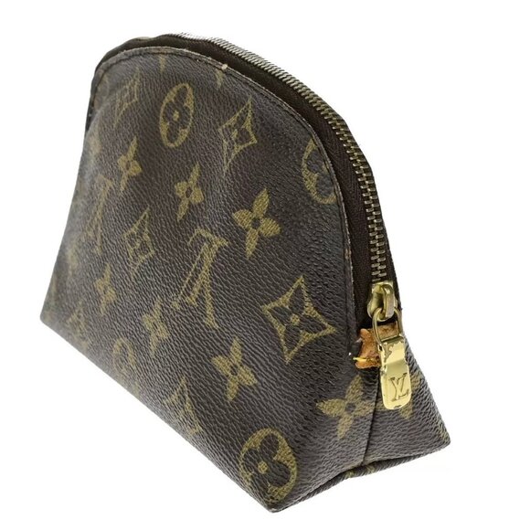 LOUIS VUITTON Pochette Cosmetic Pouch Bag Monogram Leather Brown - Picture 5 of 16